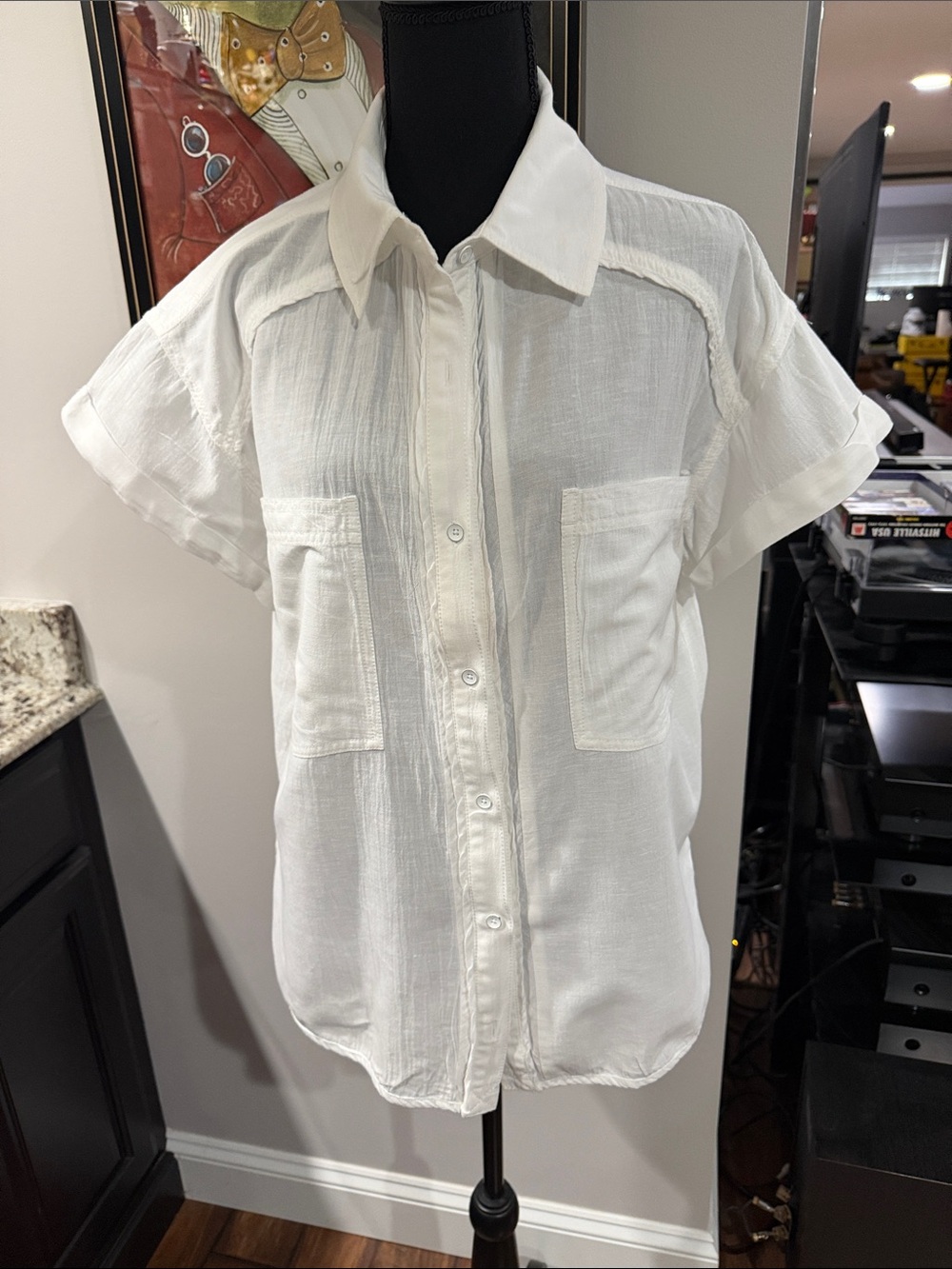 We the free women’s white button down size large top